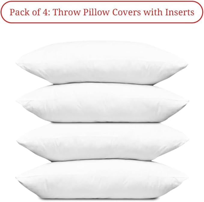 Covers & All Throw Pillow Inserts Only Pack of 4, Durable Soft Rectangle 14 x 22 Inches 65 GSM Non-Woven Fabric with 15D Silicon Fiber Filling, Universal uses for Home Decor Office Indoor Outdoor