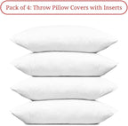 Covers & All Throw Pillow Inserts Only Pack of 4, Durable Soft Rectangle 14 x 22 Inches 65 GSM Non-Woven Fabric with 15D Silicon Fiber Filling, Universal uses for Home Decor Office Indoor Outdoor