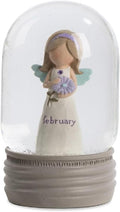 Blossom Bucket February Birthstone Angel Snow Globe, 4.25-inch Height, Resin, Home, Home Décor