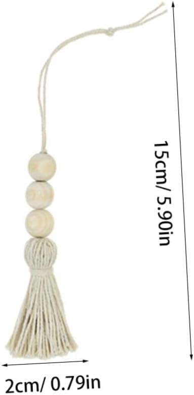 BESPORTBLE 8pcs Wood Bead Garland Ornaments Farmhouse Beads with Tassel Ornaments Hanging Decoration for Closet Handle Door Handle