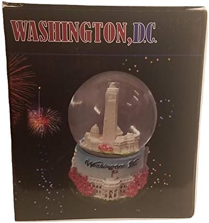 Cherry Blossom Themed Washington Monument, Jefferson Memorial, White House & U.S. Capitol Decorative Snow Globe - DC Souvenirs (Medium)