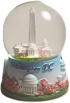 Cherry Blossom Themed Washington Monument, Jefferson Memorial, White House & U.S. Capitol Decorative Snow Globe - DC Souvenirs (Medium)
