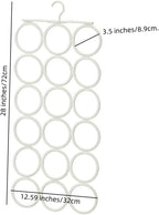 18 Circles Scarf Hanger for Multiple Scarves,Hijab Hangers for Closet for Scarves, Belt Organizer for Closet,Towels,Hijab and Tie, Foldable Hanger (1, White)
