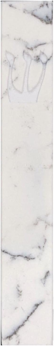 A&S Mezuzot Quartz Mezuzah Case with Engraved Shin Design Easy Peel and Stick Judaica Door Mezuza (White/Grey Veins Quarts, 7 Inches)