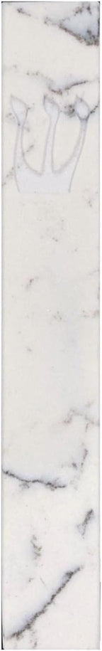 A&S Mezuzot Quartz Mezuzah Case with Engraved Shin Design Easy Peel and Stick Judaica Door Mezuza (White/Grey Veins Quarts, 7 Inches)