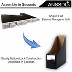 ANSSDO 12 Pack Black Cardboard Magazine Holder Premium Magazine File Holder Magazine Organizer, Magazine Storage Box, Large Volume Magazine File Organizer as Book Bins or Folder Holder for Desk