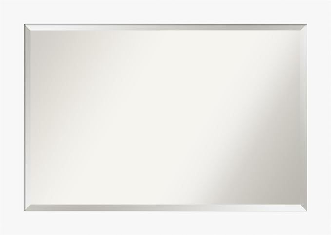 Amanti Art White Wall Mirror 29x41 Basic White Rectangle Bathroom Mirror for Wall Decor Living Room, Large Casual Wood Frame, Hangs Horizonally and Vertically, Bathroom Decor, Beveled Edge