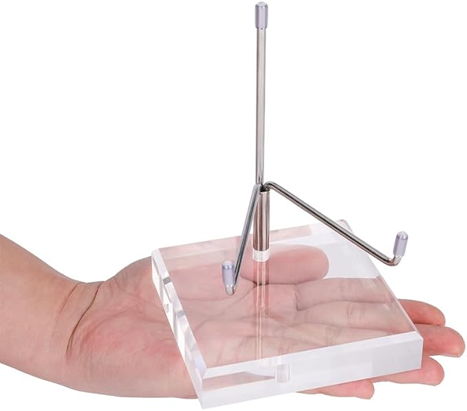 4 x 4 x 5.5 Inch Large Crystal Holder Acrylic Display Stands with Adjustable Metal Arm Rock Show Solid Riser Clear Block for Showcasing Geodes Mineral Specimens Amethyst Stone Easel Collectibles