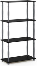 Furinno Turn-N-Tube 4-Tier Multipurpose Shelf Display Rack, Classic Tubes, Black/Grey