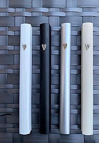A&S Mezuzot Alumium Mezuzah Case in Silver Shin Design Weatherproof Door Mezuza Judaica Art for Home Blessing (White, 6 Inches)