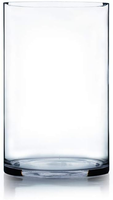 WGV Cylinder Vase Bulk, Width 7", Height 12", Clear Wide Large Diameter Flower Glassware, Floral Container, Planter Terrarium for Wedding Party Event, Home Accent Decor, 4 Pieces