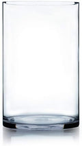 WGV Cylinder Vase Bulk, Width 7", Height 12", Clear Wide Large Diameter Flower Glassware, Floral Container, Planter Terrarium for Wedding Party Event, Home Accent Decor, 4 Pieces