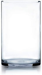 WGV Cylinder Vase Bulk, Width 7", Height 12", Clear Wide Large Diameter Flower Glassware, Floral Container, Planter Terrarium for Wedding Party Event, Home Accent Decor, 4 Pieces