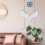 Holmgren Dream Catchers - Evil Eye Dream Catcher for Bedroom, Hand-Woven White Macrame Dreamcatcher, Wall Hanging Home Decor, Protection Good Luck, Blessing Festival Gift(White)