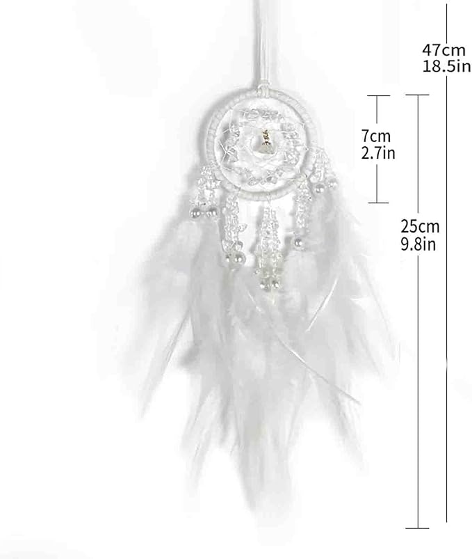 Car Dream Catcher, Rearview Mirror Accessory, Car Charms Ornament, Lucky Ornament Pendant, White