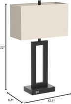 Set of 2 Touch Control Table Lamp with 2 USB Ports, 3-Way Dimmable Modern Nightstand Lamp Sets Bedside Touch Desk Lamp with Fabric Cream Shade For Bedroom Table Living Room Reading, Included Bulbs