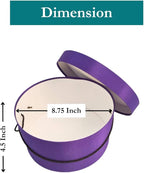 Sarah's Hat Boxes Classic Dark Purple Hat Box – 8.75" x 4.5" (Dia. x Ht.) Handmade in USA – Odorless Non-Toxic Adhesive, Cording Handle – Premium Storage for Hats & Accessories