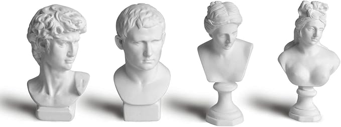 Garwor 4Pcs/Set Classic Mini Greek Bust Resin Sculptures and Statues, Home Décor, Michelangelo Sculpture Figurine, David Venus Agrippa Aphrodite, Mini 2.7” Resin Figure Sculpture Crafts