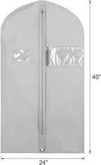 Syeeiex 40" Suit Bag, Set of 5 Garment Bag, Garment Bags for Hanging Clothes, Suit Bags for Closet Storage, Waterproof and Dustproof, Best for Suits, Shirts, T-shirts and Jackets on Closet(Grey)