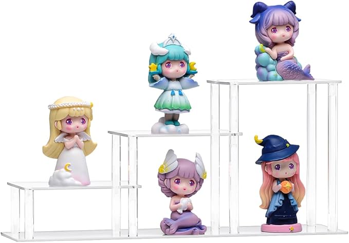 3 Tier Clear Acrylic Display Risers Stand Shelf, Acrylic Stands Display for Collectibles Pop Figure Models Perfumes Jewel,Action Figures Stand Organizer