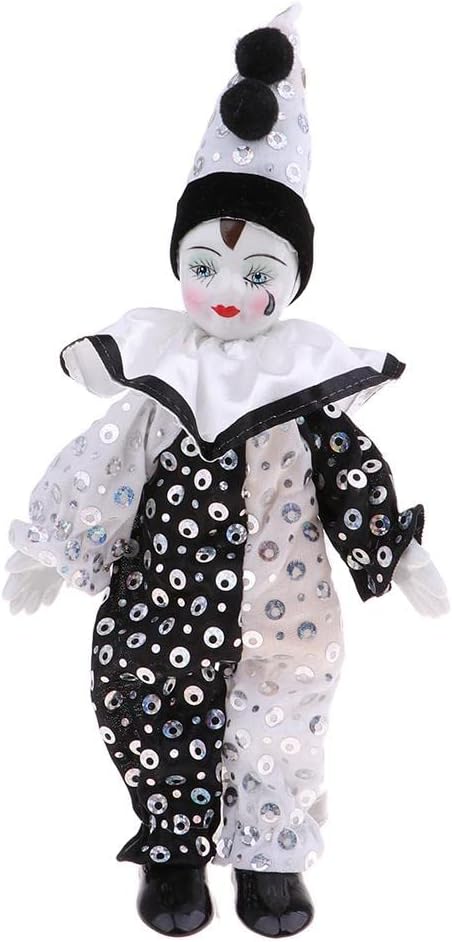 Maxyoung 9 Inch Porcelain Clown Doll Vintage Dolls Figurine, Collectible Figure, Hand Painted Toy, Christmas Halloween Birthday Gift, Movable Joints