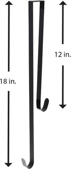 Haute Decor Dual-Sided Wreath Hanger (Matte Black) - Hang Decorations on Front and Back of Your Door - Strong Hooks Hold up to 20 pounds on Each Side