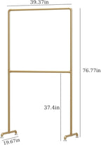 Industrial Pipe Clothing Rack, Heavy Duty Metal Clothes Rack with Double Rods, Freestanding Garment Rack for Bedroom Boutique Retail Use (Gold)