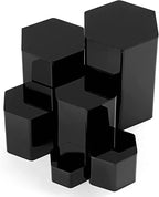 Jetec 6 Pcs Hexagonal Jewelry Display Risers Hexagonal Market Display Risers Stands Acrylic Showcase Acrylic Stand for Jewelry Model Figures Decoration, 6 Sizes (Black)