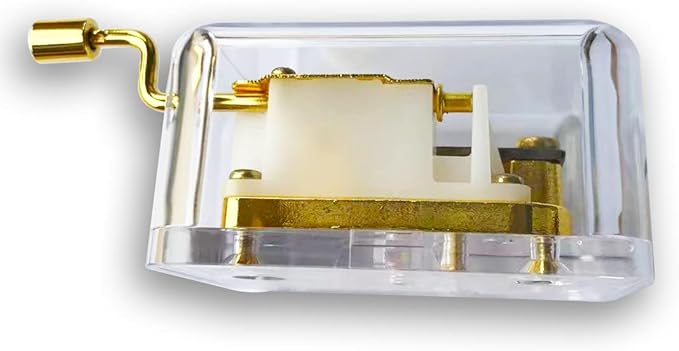 BinkeGG Play (What a Wonderful World) Clear Acrylic Hand Crank Music Box with Sankyo Musical Movement (65 Tunes Option)