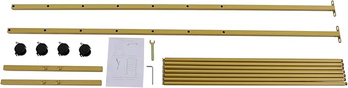 Scarf Organizer Stand, 7-Tier Freestanding Scarf Display Rack with Wheels, Metal Scarf Holder Belt Pants Hanger for Commercial Clothing Retail Store Home, 31.5" x 15.7" x 59"(Gold)