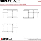 ClosetMaid ShelfTrack Wire Closet Organizer System, Adjustable from 5 to 8 Ft., With Shelves, Clothes Rods, Hardware, Durable Steel, Satin Chrome
