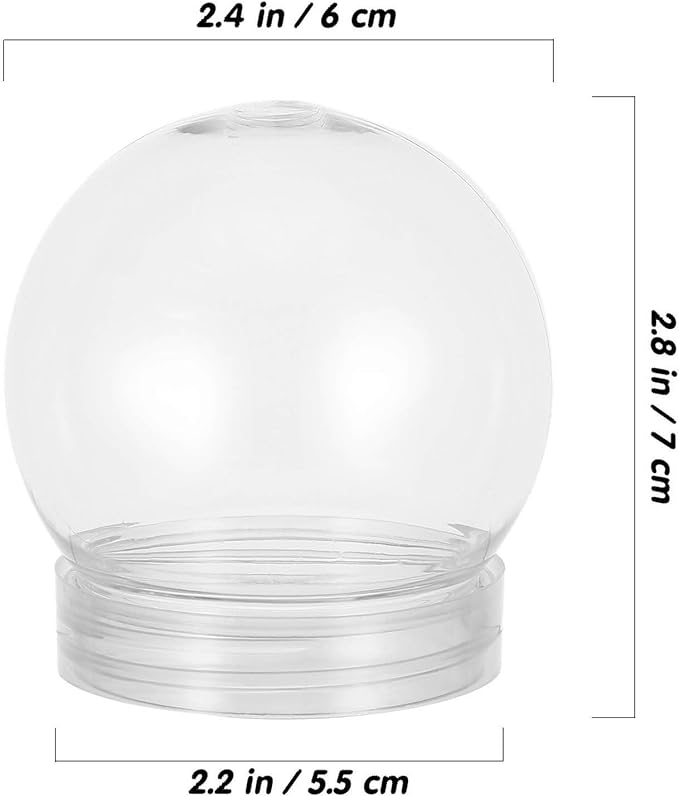 20pcs Plastic Snow Globe DIY Snow Globe Clear Plastic with Screw Off Water Globe Jar Empty for DIY Crafts Christmas Home Decoration (L*H: 5.3 x 6CM)