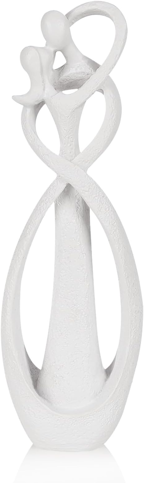 Trycooling Kissing Lovers Statue Abstract Sculpture Resin Statues for Home Decor Modern Home Office Desktop Shelf Bookshelf Decor (White, Small)