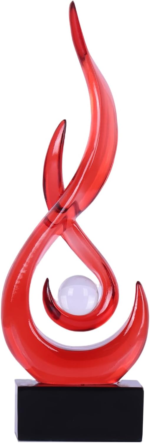 Modern Abstract Art Table Decoration,Resin Flame Statue Modern Centerpiece Ornaments for Living Room Great Gift Idea Home Decor,Collectibles (Red)