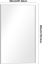 BONEWEI Silver Bathroom Mirror,60x36 inch Wall Mirror for Bathroom Wall Mounted,Large Rectangle Mirror for Bathroom Over Sink,Modern Metal Frame for Living Room,Bedroom Entryway,Horizontal/Vertical