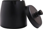 Small Outdoor Ashtray with Lid for Cigarette, Smokeless Stainless Steel Ash Tray, Smell Proof Windproof Ashtrays for Outside Patio Home Office Tabletop, Odorless Car Ashtrays(2.99"x2.68"x2.95")