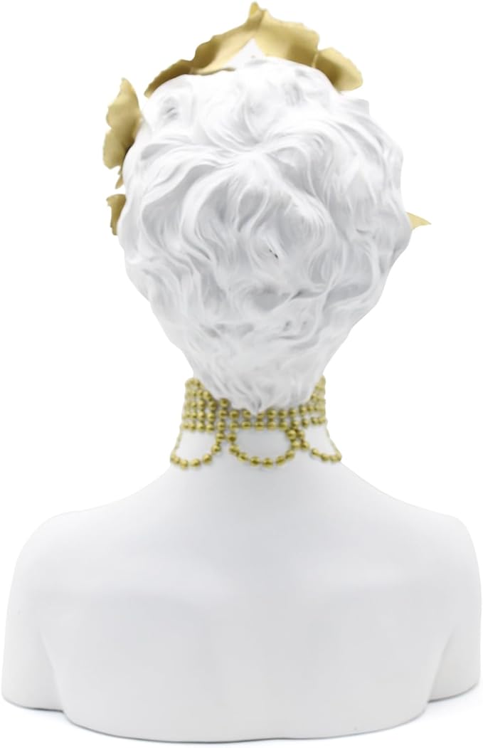Lukitas Lady Bust Figurine Home Decor, Art Butterfly Kiss Princess Statue and Sculpture, Creative Desktop Decoration for Office Living Room, White, Resin 14.5''