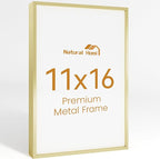 11x16 Aluminum Metal Picture Frame,Tempered Glass Gold Photo Frame 11x16 for Family Photo,Posters,Art,Document to Wall Mount Horizontally or Vertically