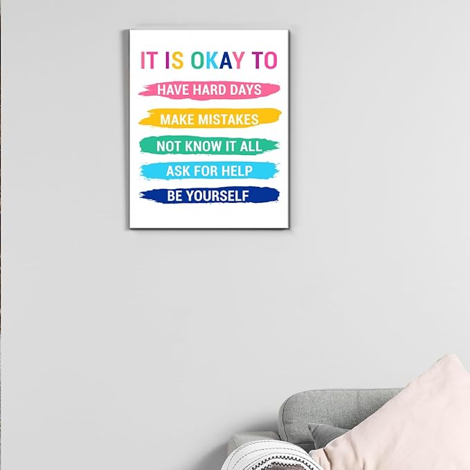 Inspirational Wall Decor Posters for Teens Room, Motivational Quotes Wall Art for Bedroom Bathroom Classroom Home Office Decorations, Encouragement Gift for Woman (8 X 10 Inches, Framed)