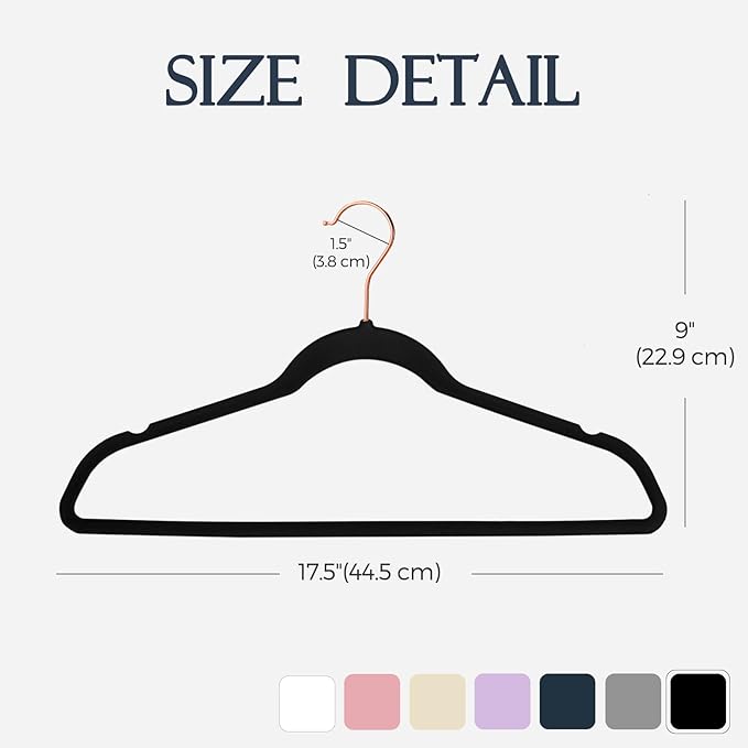 HOUSE DAY Black Velvet Hangers 60 Pack, Premium Non-Slip Felt Hangers, Sturdy Black Clothes Coat Hanger Heavy Duty, Durable Suit Hanger for Space Saving, No Marks Gold Hook