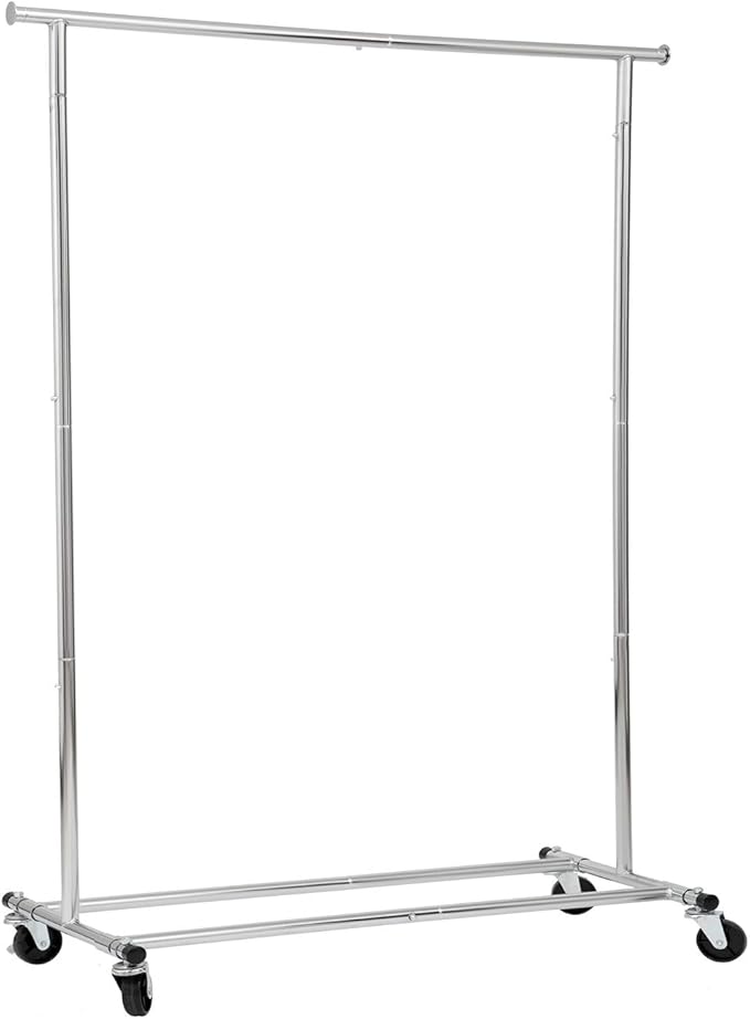 DRM Folding/Collapsible Clothing/Garment Rack,250 lbs Heavy-Duty Rolling Clothes Organizer Rack,Chrome