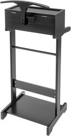 Clothing Valet Stand, Wood Suit Rack with Drawer & Compartment, Freestanding Valet Stand for Women and Man, 17"x12"x44" Suit Stand for Home Hotel Office (Black)