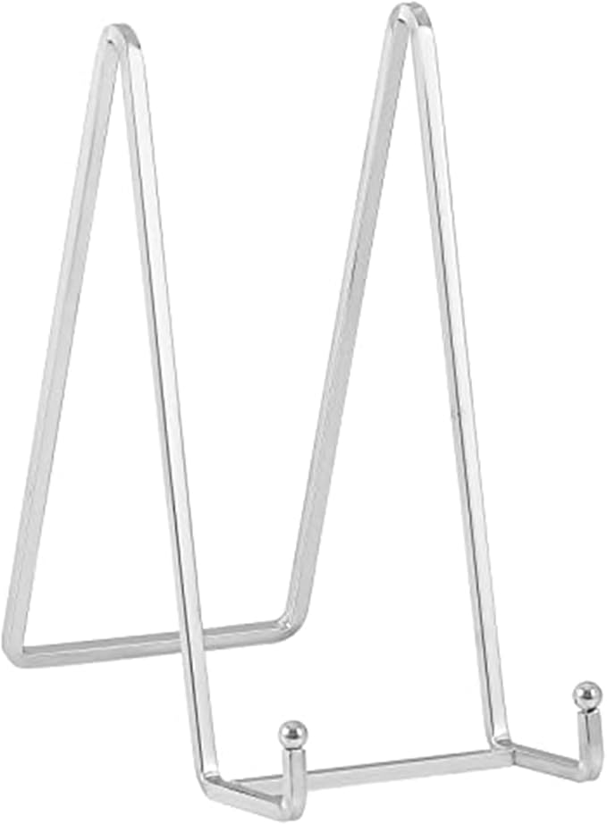 Plate Holder Easel Display Stand - 8 inch Metal Plate Stands for Display - Tabletop Picture Stand - Silver Iron Easels for Display Pictures | Photo Frames | Book | Decorative Plates | Plaque -2 Pack
