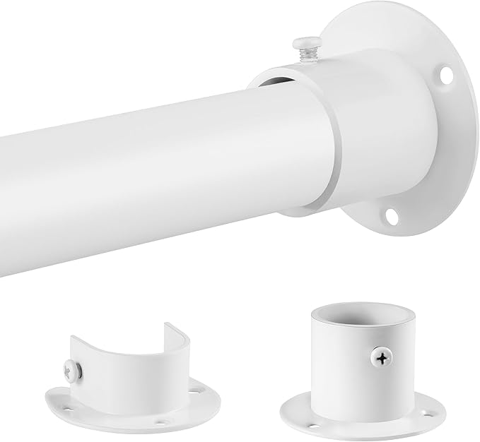 1.3 Inch Diameter Closet Rods for Hanging Clothes, Metal Heavy Duty Closet Rod 17-64 Inch Adjustable, White Closet Bar for Hanging Clothes, Suitable for Closet, Wardrobes, Bathroom, Windows
