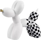 Resin Balloon Dog Sculpture - Collectible Figurines Decor for Home | Office Desktop Resin Decors Balloon Dog Decor (White Grid)
