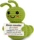 Mini Inspirational Positive Caterpillar, Always Remember You’re Braver Loved Gift, Crochet Caterpillar Gifts for Coworker Teacher Friend Kid Home & Office Desk Decor