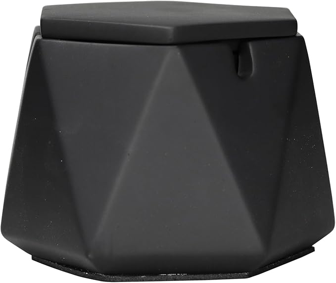 FREELOVE Concrete Ashtray with Lid & Stainless Steel Ashtrays for Cigarettes, Cement Ash Tray Smoking Holder Indoor Smokeless Outdoor Windproof Patio Home Office Cool Decor(Black, Large)
