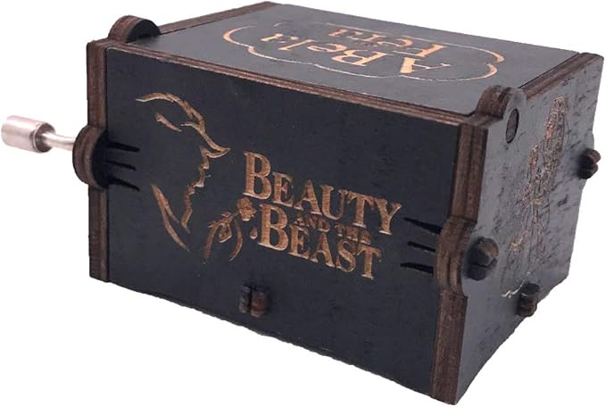 Youtang Beauty and The Beast Music Box Hand Crank Musical Box Carved Wooden,Play (Beauty and The Beast Theme, Black)