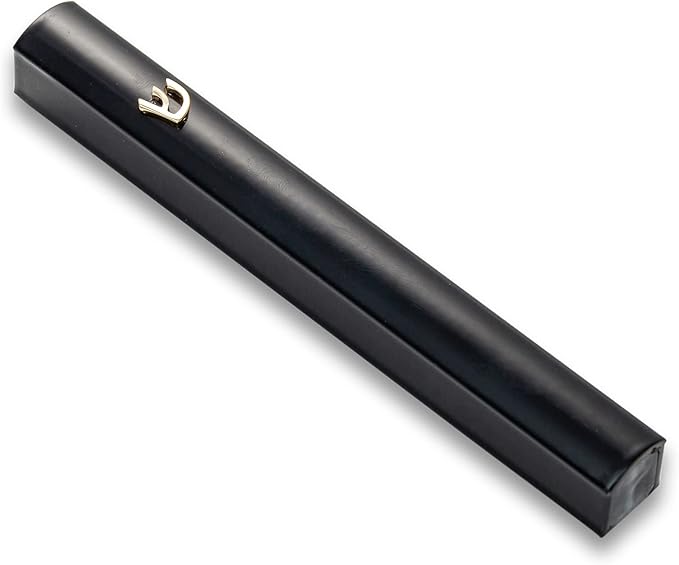 Pack of 5 Matte Black Aluminum Waterproof Mezuzah Case, Fit up to 5" / 12cm Mezuzah Scroll, with Embossed Gold SHIN, Easy Peel and Stick (Scroll Not Included)