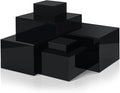 Geelin 6 Pack Acrylic Risers for Display Acrylic Cube Boxes Risers Display Stands with Hollow Bottoms Decorative Stand for Jewelry Candy Table Decor 6 Sizes(Black,3 to 8 Inch,Square)